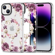Kryt TECH PROTECT MagMood pro Apple iPhone 15 - podpora MagSafe - plastový / gumový - růžové květiny