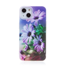 Kryt pro Apple iPhone 14 - gumový - fialové chryzantémy