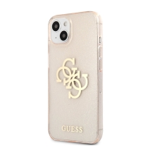 Kryt GUESS 4G pro Apple iPhone 13 mini - se třpytkami - gumový - zlatý