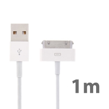 Synchronizační a nabíjecí kabel s 30pin konektorem pro Apple iPhone / iPad / iPod - bílý - 1m - kvalita A+
