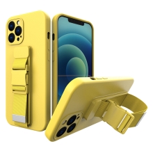 Kryt pre Apple iPhone 13 Pro - Remienok / šnúrka - Gumový - Žltý