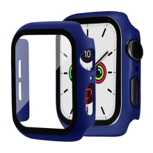 Tvrzené sklo + rámeček pro Apple Watch 38mm Series 1 / 2 / 3 - tmavě modrý