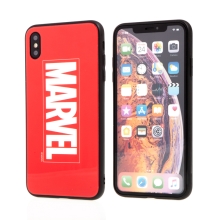 Kryt MARVEL pro Apple iPhone Xs Max - sklo / guma - červený