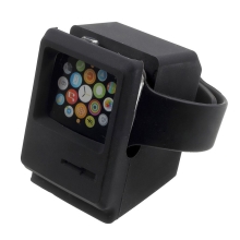 Nabíjecí stojánek pro Apple Watch ve stylu Macintosh počítače - silikonový - černý