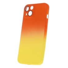 Kryt pro Apple iPhone 13 - barevný přechod - ochrana čoček kamery - gumový - žlutý / oranžový