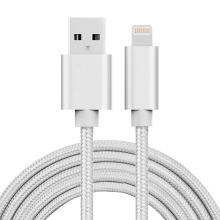 Synchronizační a nabíjecí kabel - Lightning pro Apple zařízení - tkanička - kovové koncovky - stříbrný - 1m