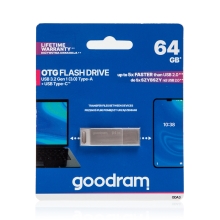 Flash disk GOODRAM 64 GB pre Apple iPad Pro a MacBook - USB-C / USB-A - kovový - strieborný