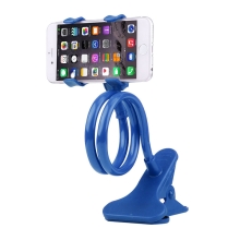 Držiak / stojan pre Apple iPhone - flexibilný - s klipom - plast / kov - modrý