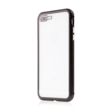 Kryt pro Apple iPhone 7 Plus / 8 Plus - magnetické uchycení - sklo / kov - 360° ochrana - průhledný / černý