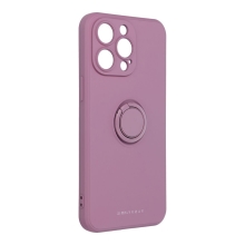 Kryt ROAR Amber pro Apple iPhone 14 Pro - příjemný na dotek - stojánek - gumový - fialový