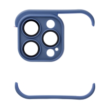 Bumper / mini rámeček pro Apple iPhone 14 Pro Max + tvrzené sklo na čočky kamery - silikonový - modrý