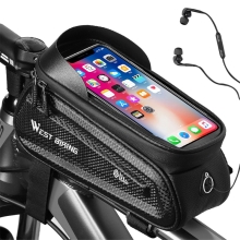 WEST BIKING Športové puzdro na bicykel pre Apple iPhone vrátane veľkostí Plus a Max - XL puzdro - čierne