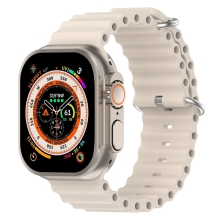 Řemínek pro Apple Watch Ultra 49mm / 45mm / 44mm / 42mm - oceánský - silikonový - hvězdně béžový