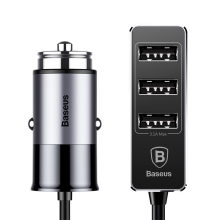 Autonabíječka BASEUS 1x + 3x USB-A (5,5A) - plast / kov - černá / šedá