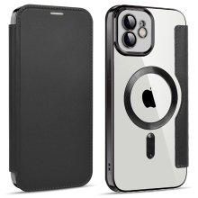 Puzdro pre Apple iPhone 11 - Podpora MagSafe - plast / umelá koža - čierne