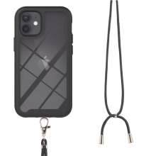 Kryt pro Apple iPhone 12 mini - odolný - šňůrka - plastový / gumový - černý