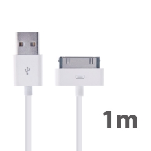 Synchronizační a nabíjecí kabel s 30pin konektorem pro Apple iPhone / iPad / iPod - bílý - 1m - kvalita A