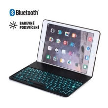 Mobilní klávesnice bluetooth 3.0 + kryt pro Apple iPad Air 2 - barevně podsvícená - černá