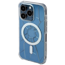 Kryt KINGXBAR PQY Crack pro Apple iPhone 15 Pro Max - efekt praskliny - MagSafe - plast / silikon - průhledný