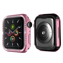 Kryt / puzdro pre Apple Watch 41 mm - s kamienkami - plast - Rose Gold pink