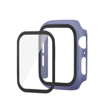 Tvrzené sklo + matný rámeček pro Apple Watch 44mm Series 4 / 5 / 6 / SE - fialový