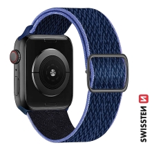 Řemínek SWISSTEN Nylon pro Apple Watch 41mm / 40mm / 38mm - nylonový se sponou - modrý / fialový