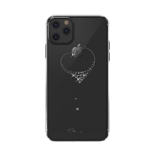 Kryt KINGXBAR pro Apple iPhone 11 - průhledný s kamínky Swarovski - srdce - černý