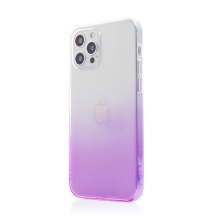 Kryt pro Apple iPhone 12 / 12 Pro - barevný přechod - gumový - průhledný / fialový