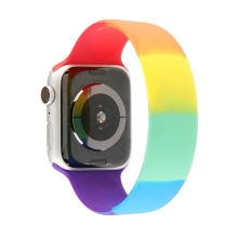 Řemínek pro Apple Watch Ultra 49mm / 44mm Series 4 / 5 / 6 / SE / 42mm 1 / 2 / 3 - bez spony - M - silikonový - duhový