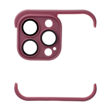 Bumper / mini rámeček pro Apple iPhone 13 Pro + tvrzené sklo na čočky kamery - silikonový - vínový