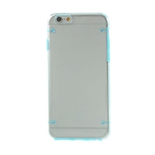 Plastovo-gumový kryt pre Apple iPhone 6 / 6S - priehľadný + modrý rám