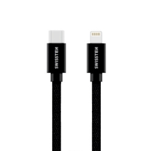 Synchronizační a nabíjecí kabel SWISSTEN MFi - USB-C - Lightning pro Apple zařízení - tkanička - černý - 1,2m
