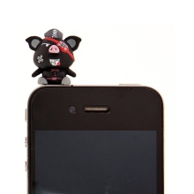 Antiprachová záslepka na jack konektor pro Apple iPhone a další zařízení - pirate pig - černá