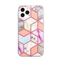 Kryt pro Apple iPhone 12 Pro Max - geometrické tvary - mramorový - gumový - růžový