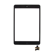 Dotykové sklo (touch screen) s IC konektorem a flex s Home Buttonem pro Apple iPad mini / mini 2 (Retina) - černé - kvalita A+