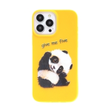 Kryt pro Apple iPhone 13 Pro Max - roztomilá panda - gumový - žlutý