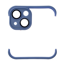 Nárazník / mini rámček pre Apple iPhone 13 + tvrdené sklo na šošovku fotoaparátu - silikón - modrý