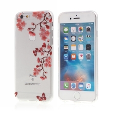 Kryt pro Apple iPhone 6 / 6S gumový - průhledný - motýli a květiny
