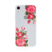 Kryt BABACO pro Apple iPhone Xr - gumový - průhledný - růže