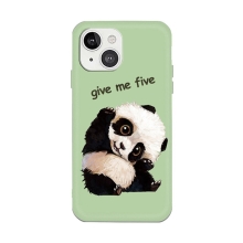 Kryt pre Apple iPhone 13 mini - roztomilá panda - gumový - zelený