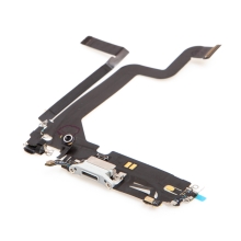 Napájecí a datový konektor s flex kabelem + mikrofony pro Apple iPhone 14 Pro Max - stříbrný - kvalita A+