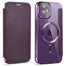 Pouzdro pro Apple iPhone 11 - podpora MagSafe - plastové / umělá kůže - fialové