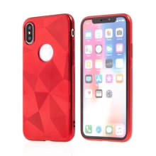 Kryt pro Apple iPhone Xs Max - geometrické tvary - výřez pro logo - červený