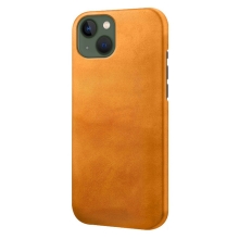 Kryt pro Apple iPhone 15 Plus - plastový / umělá kůže - oranžový