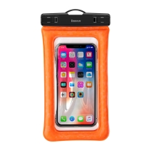 Pouzdro BASEUS pro Apple iPhone - voděodolné - plast / guma - oranžové / průhledné