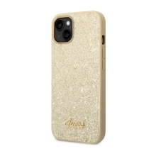 Kryt GUESS Metal Flakes pro Apple iPhone 14 Plus - třpytky - plastový / gumový - zlatý