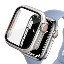Rámček / tvrdené sklo TECH PROTECT pre Apple Watch 7 / 8 45 mm - sivé / oranžové