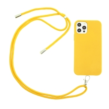 Kryt pro Apple iPhone 12 / 12 Pro - s poutkem - zářivé barvy - gumový - žlutý