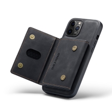 Kryt DG.MING pre Apple iPhone 13 Pro Max - stojan + odnímateľná peňaženka - syntetická koža - čierny