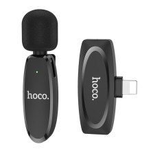 Mikrofon HOCO pro Apple iPhone - Lightning - bezdrátové spojení - USB-C nabíjení - černý